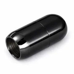Magnetverschluss Edelstahl für Schnüre Ø 6,0 mm • Schwarz glänzend