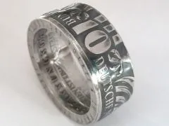 Münzring BRD 10 Mark 2001 Bundesverfassung Adler Silber 925er Größe 56 bis 72