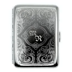 Zigarettenetui mit Gravur für 14 Zigaretten INITIALEN • Chrom • Diamantgravur