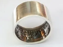 Münzring USA 1 Dollar Morgan Dollar Silber 900er gebürstet Größe 60 bis 74