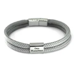 Segeltau Armband 2 x Ø 4 mm mit Edelstahl Magnet-Schiebeverschluss • Personalisierbar, Farbauswahl