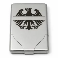 Zigarettenetui mit Gravur für 8 Zigaretten Motiv ADLER Farbe silber gebürstet • Personalisierbar