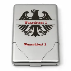 Zigarettenetui mit Gravur für 8 Zigaretten Motiv ADLER Farbe silber gebürstet • Personalisierbar