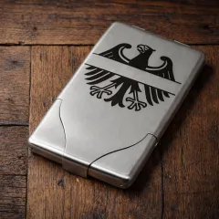 Zigarettenetui mit Gravur für 8 Zigaretten Motiv ADLER Farbe silber gebürstet • Personalisierbar