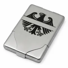 Zigarettenetui mit Gravur für 8 Zigaretten Motiv ADLER Farbe silber gebürstet • Personalisierbar