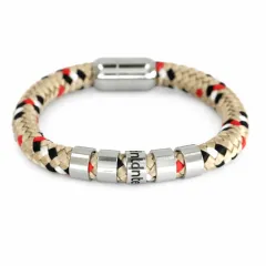 Segeltau Armband Ø 8 mm mit Edelstahl Magnetverschluss und Beads • Personalisierbar, Farbauswahl