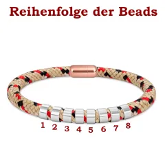 Segeltau Armband Ø 8 mm mit Edelstahl Magnetverschluss und Beads • Personalisierbar, Farbauswahl