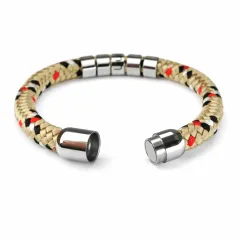 Segeltau Armband Ø 8 mm mit Edelstahl Magnetverschluss und Beads • Personalisierbar, Farbauswahl