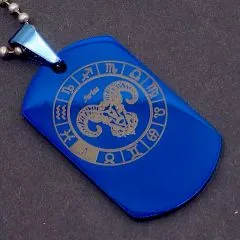 Anhänger Rohling Edelstahl Dog Tag 24x40 mm • Personalisierbar, Farbton Blau