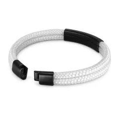 Segeltau Armband 2 x Ø 4 mm mit Edelstahl Magnetverschluss und Gravurplatte, Vintage • Personalisierbar, Farbauswahl