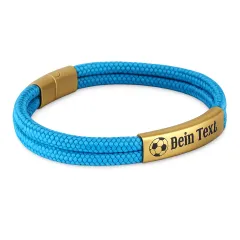 Segeltau Armband 2 x Ø 4 mm mit Edelstahl Magnetverschluss und Gravurplatte, Gold matt • Personalisierbar, Farbauswahl