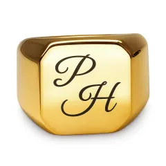 Siegelring Edelstahl mit Monogramm Lasergravur 16x16 mm • Personalisierbar