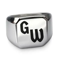 Siegelring Edelstahl mit Monogramm Lasergravur 16x16 mm • Personalisierbar