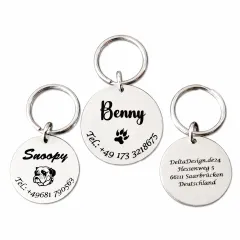 Schlüsselanhänger Dog Tag aus Edelstahl mit Spaltring Ø 25 mm • Personalisierbar