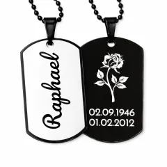 Edelstahl Anhänger Schwarz mit Wunschgravur inkl. 60 cm Kugelkette in schwarz • Personalisierbar