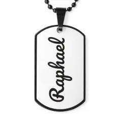 Edelstahl Anhänger Schwarz mit Wunschgravur inkl. 60 cm Kugelkette in schwarz • Personalisierbar