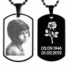 Edelstahl Anhänger Schwarz mit Foto, Text & Motiv Gravur inkl. 60 cm Kugelkette in schwarz • Personalisierbar