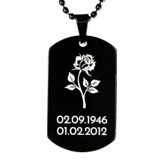 Edelstahl Anhänger Schwarz mit Foto, Text & Motiv Gravur inkl. 60 cm Kugelkette in schwarz • Personalisierbar