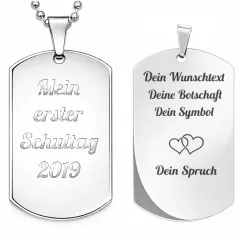 Edelstahl Anhänger Silber mit Wunschgravur inkl. 60 cm Kugelkette in silber • Personalisierbar