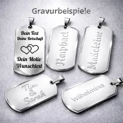 Edelstahl Anhänger Silber mit Wunschgravur inkl. 60 cm Kugelkette in silber • Personalisierbar