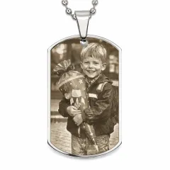 Edelstahl Anhänger Silber mit Foto, Text & Motiv Gravur inkl. 60 cm Kugelkette in silber • Personalisierbar