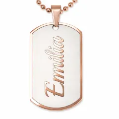 Edelstahl Anhänger Rosé mit Wunschgravur inkl. roséfarbener 60 cm langen Kugelkette • Personalisierbar