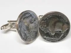 Manschettenknöpfe 5 cents Münze USA (Indianer / Bison) vintage