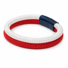 Segeltau Armband FRANKREICH RF 2 x Ø 6 mm mit Edelstahl Magnetverschluss • Personalisierbar