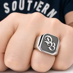 Siegelring Edelstahl mit Monogramm Tiefengravur 16x16 mm • Personalisierbar