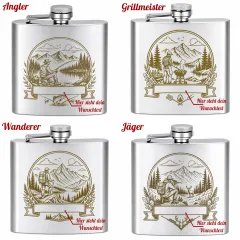 Flachmann Edelstahl gebürstet 180ml Motivauswahl inklusive Geschenkbeutel • Personalisierbar