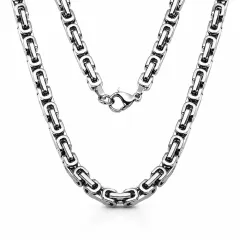 Byzantinische Edelstahl Kette Länge 55 cm Stärke 5 mm • Farbton Silber