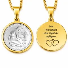 Münzanhänger Deutschland KULTURFRAU mit Panzerkette 2mm Farbton Gold » 50 Pfennig 1949 - 2001 personalisierbar