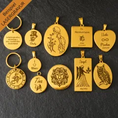 Anhänger Rohling Edelstahl Rund / Innen Ø 20 mm » Personalisierbar, Farbton Gold