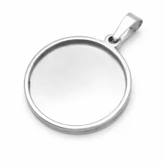 Anhänger Rohling Edelstahl Rund / Innen Ø 20 mm - BRD 50 Pfennig 1949 - 2001 » Personalisierbar, Farbton Silber