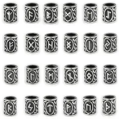 Spacer - Zwischenstück aus Edelstahl für Schnüre Ø 8,0 mm, Futhark Runen, Finish Vintage
