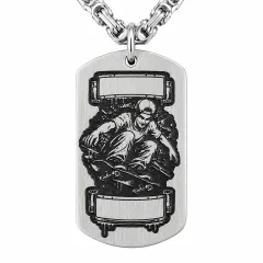 Anhänger Dog Tag aus Edelstahl mit Tiefengravur, Motiv Skateboard-Fahrer, mit Wunschgravur