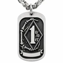 Anhänger Dog Tag aus Edelstahl mit Tiefengravur, Motiv 1%er, mit Wunschgravur
