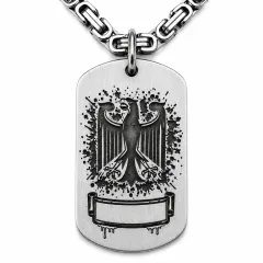 Anhänger Dog Tag aus Edelstahl mit Tiefengravur, Motiv Bundesadler, mit Wunschgravur