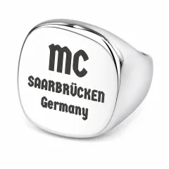 Siegelring aus Edelstahl XXL mit individueller Lasergravur 23 x 23 mm, inklusive Gravur - Oben