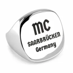 Siegelring aus Edelstahl XXL mit individueller Lasergravur 23 x 23 mm, inklusive Gravur - Oben