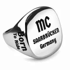 Siegelring aus Edelstahl XXL mit individueller Lasergravur 23 x 23 mm, inklusive Gravur - Oben, Rechts, Links