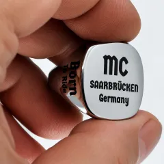 Siegelring aus Edelstahl XXL mit individueller Lasergravur 23 x 23 mm, inklusive Gravur - Oben, Rechts, Links