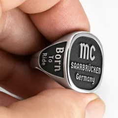 Siegelring aus Edelstahl XXL mit individueller Tiefengravur 23 x 23 mm, inklusive Gravur - Oben, Rechts, Links