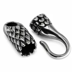 Hakenverschluss aus Edelstahl für Schnüre Ø 8,0 mm, Finish Vintage