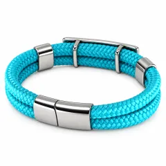 Segeltau-Armband mit SKARABÄUS Motiv 2 x Ø 6 mm mit Edelstahl Magnetverschluss und Hieroglyphen Wunschgravur