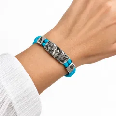 Segeltau-Armband mit SKARABÄUS Motiv 2 x Ø 6 mm mit Edelstahl Magnetverschluss und Hieroglyphen Wunschgravur