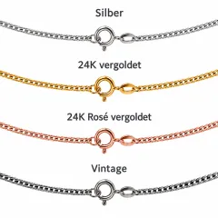 Panzerkette 925er Sterling Silber Länge 50 cm Stärke 1,6 x 0,45 mm, Farbtöne Silber, Gold, Roségold und Vintage