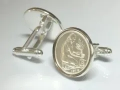 Manschettenknöpfe 50 Pfennig Münze Kulturfrau 1949 bis 2001