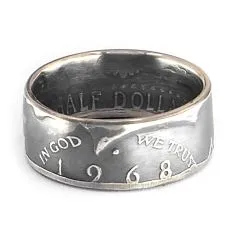 Münzring USA 1/2 Dollar 1965 Kennedy half Silber 400er Größe 58 bis 72