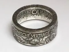Münzring BRD 10 Mark 1987 Römische Verträge Silber 625er Größe 56 bis 72